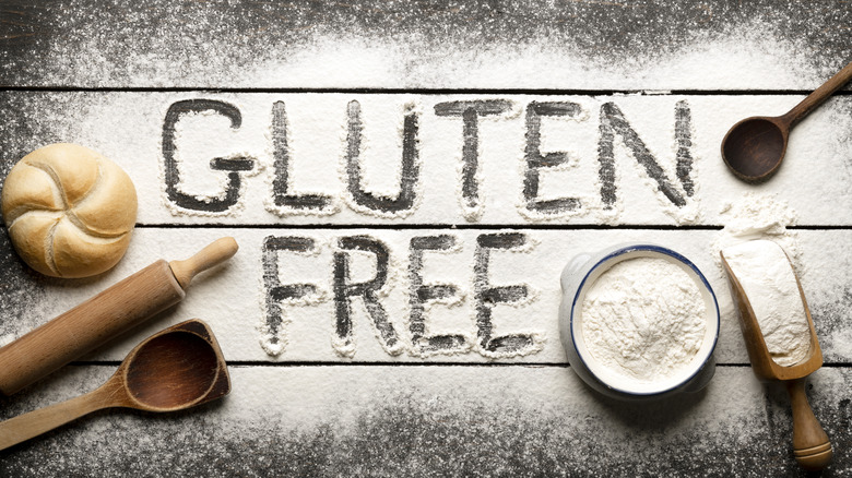 Gluten free written in flour