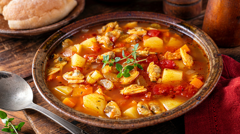 Bowl of Manhattan Clam Chowder