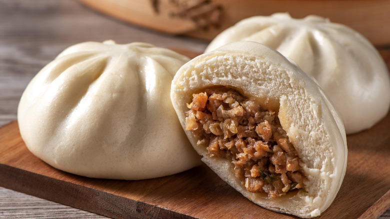 meat-stuffed steamed bao dumplings