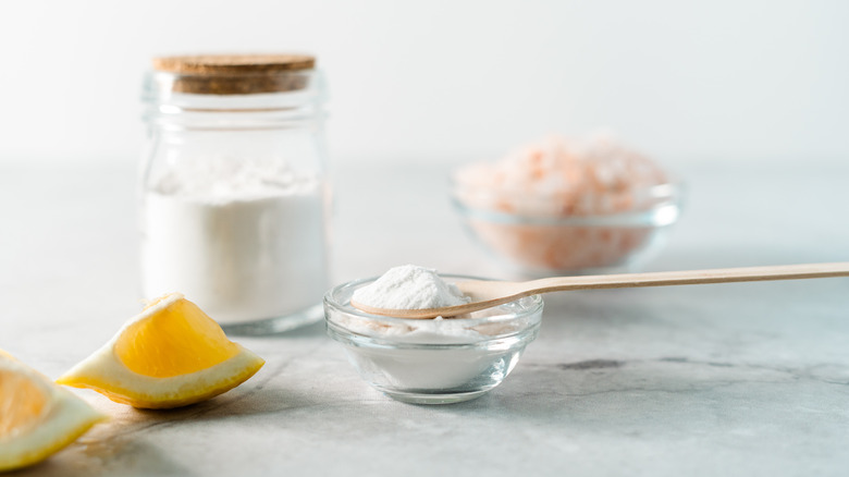 salt and lemons on table