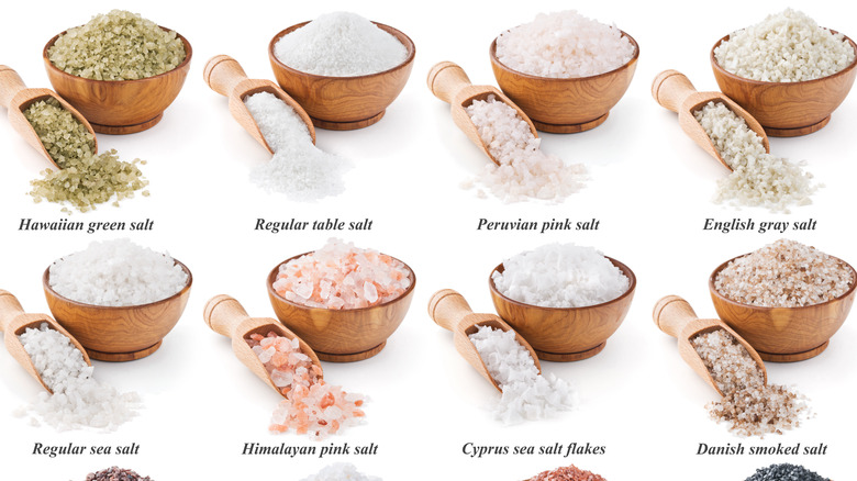 different salts in bowls