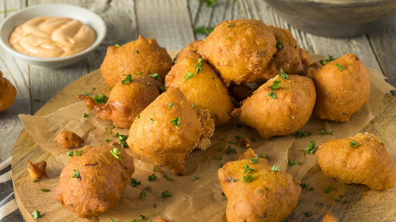 Hush puppies with dipping sauce