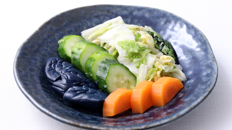 plate of assorted Japanese pickles