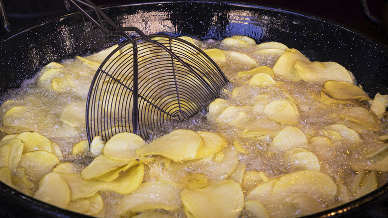 Potato chips in a kettle