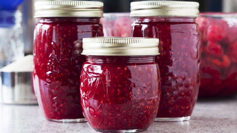 canned fruit in jars