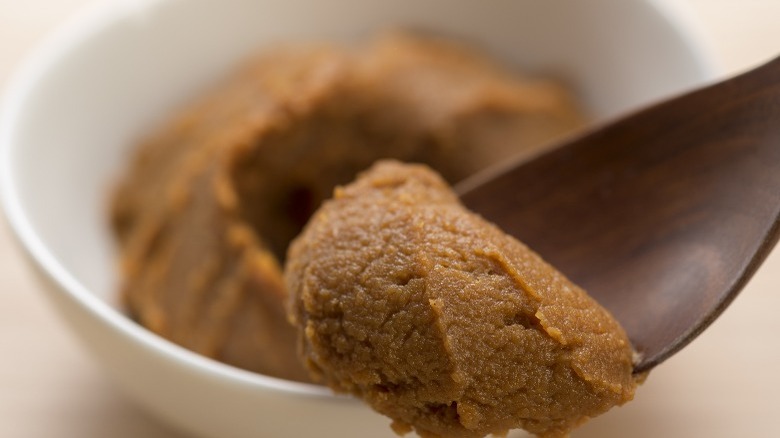 miso paste on a spoon