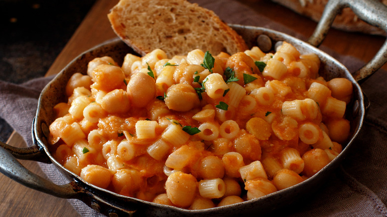 pan with ditalini pasta dish