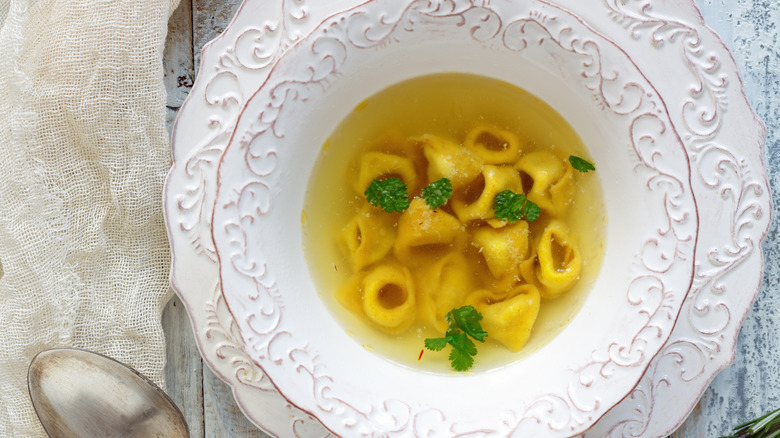 bowl of tortellini in brodo