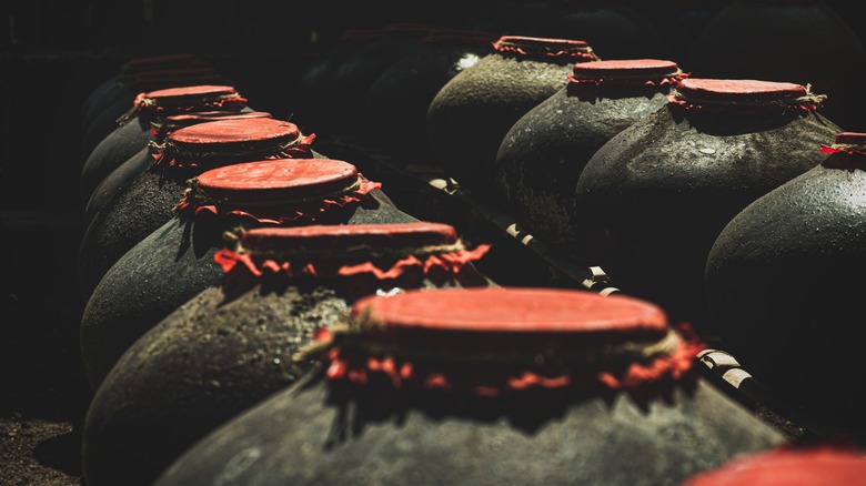 Traditional clay pickling jars