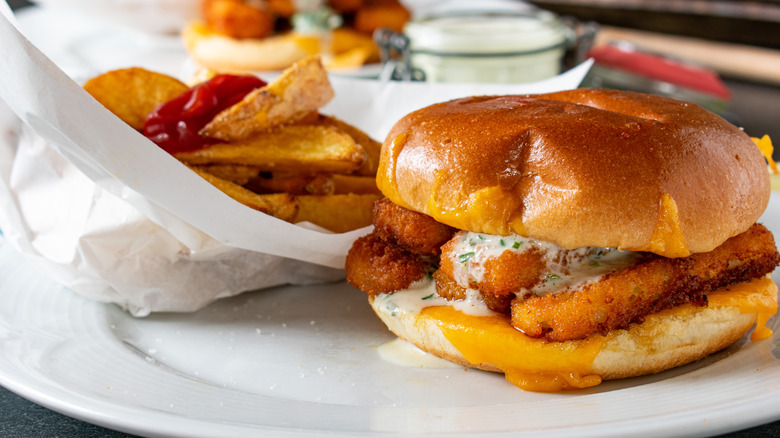 Fish sandwich and French fries