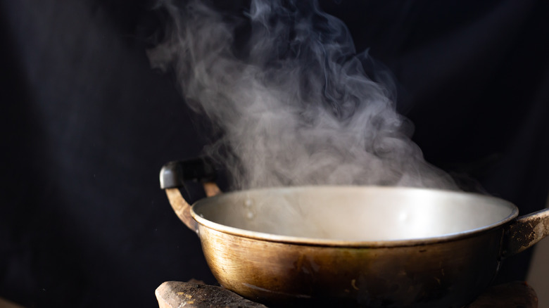 Oil smoking in skillet