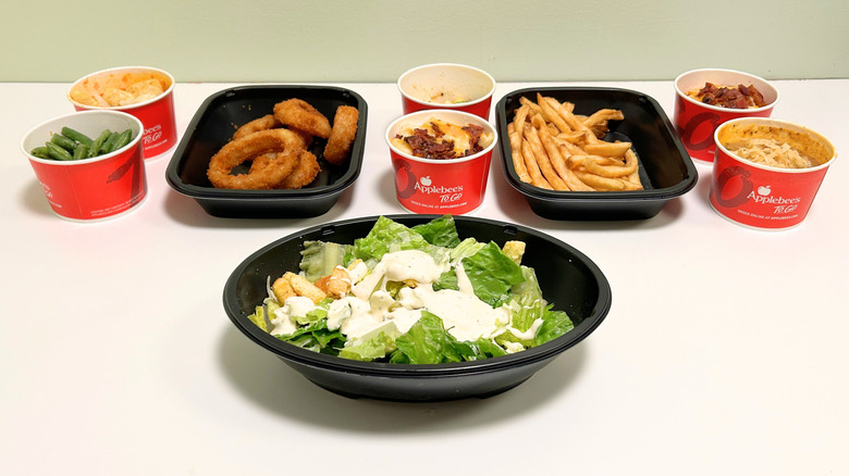 Nine Applebee's sides arranged together on a white and green background