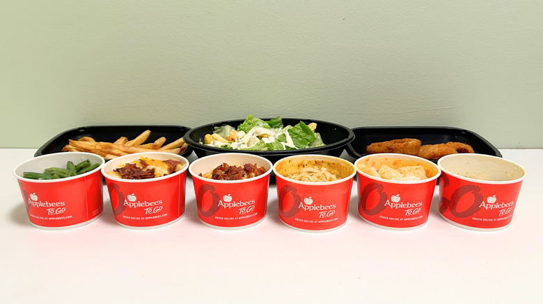 Nine Applebee's sides arranged together on a white and green background