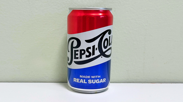 A can of Pepsi-Cola Made With Real Sugar