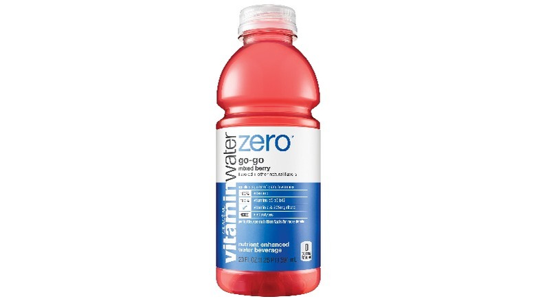 A bottle of Vitaminwater Go-Go against a white background