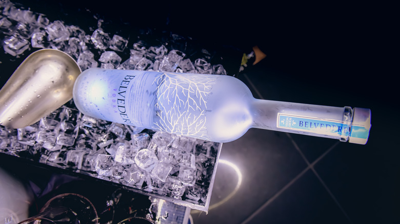 Belvedere vodka bottle on ice