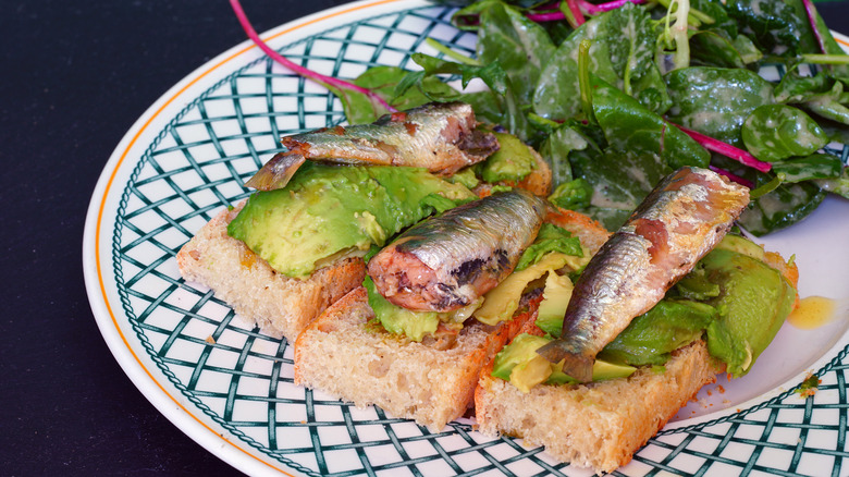 Sardines on avocado toast 