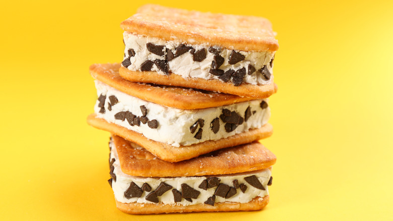 cracker ice cream sandwiches stack