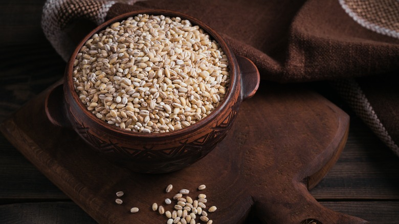 Barley in a wooden bowl