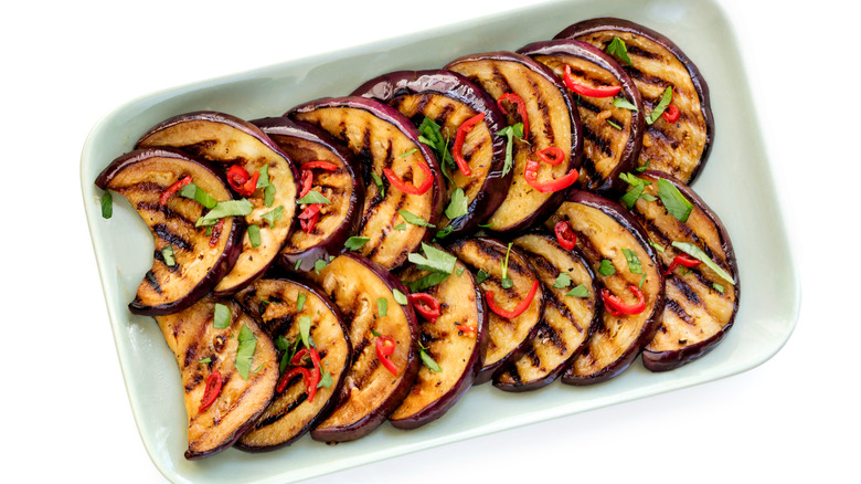 grilled eggplant medallions seasoned