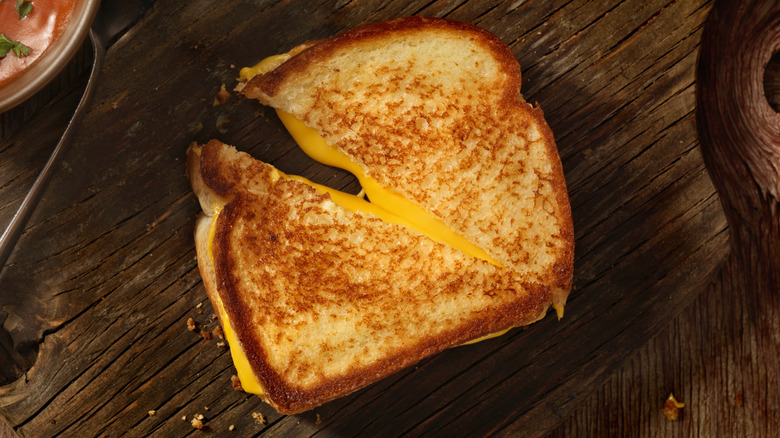 grilled cheese on cutting board