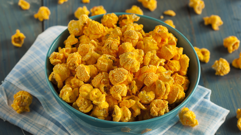 bowl of cheesy popcorn