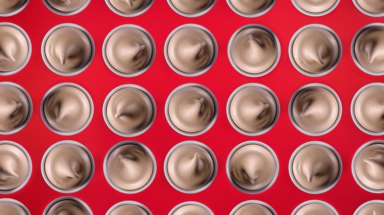 Looking down at many chocolate Wendy's Frosties 