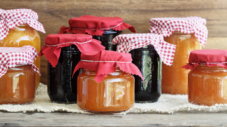 Jars of homemade jam