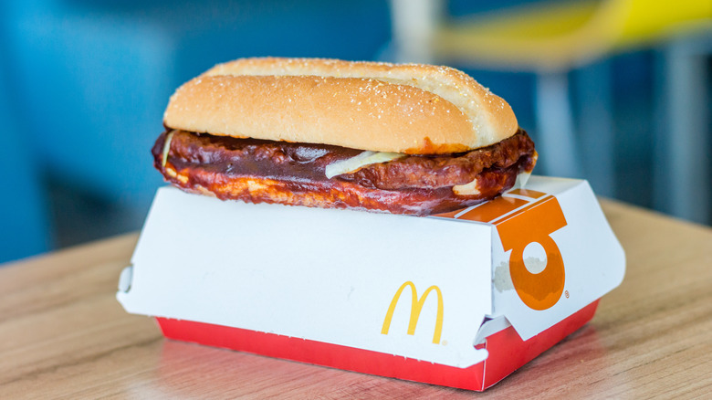 McDonald's McRib on top of packaging