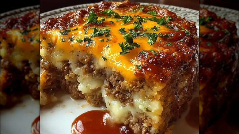 Cowboy meatloaf and mashed potato casserole