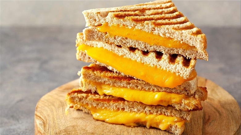 Stacked grilled cheese triangles