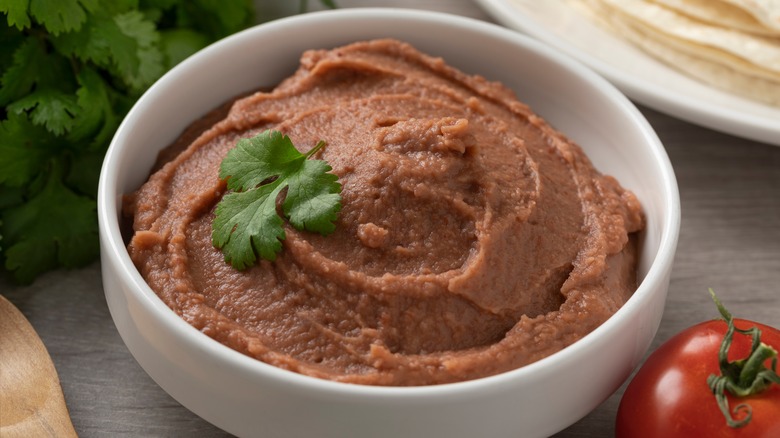 Refried beans in a bowl