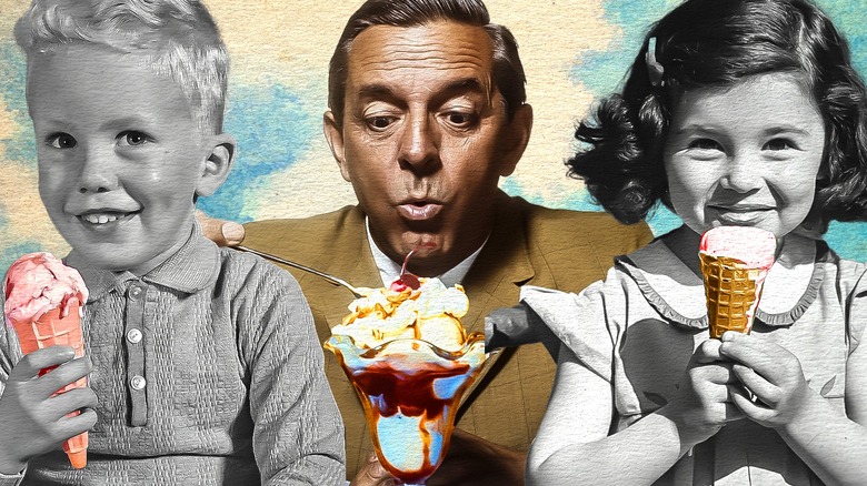Old photographs of people with ice cream