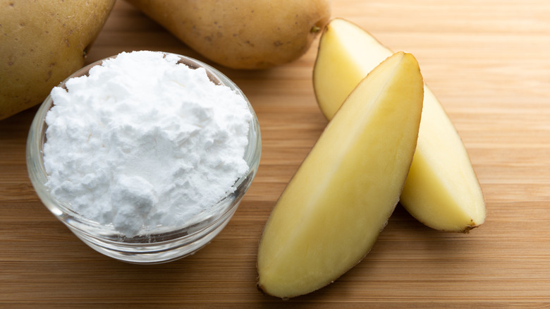 slices of potato next to potato flour