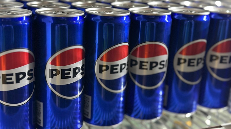 Lineup of Pepsi cans