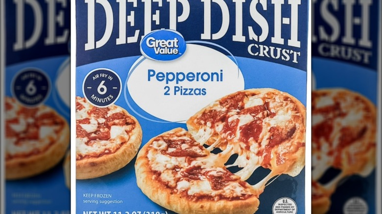 Great Value deep dish crust pepperoni pizza