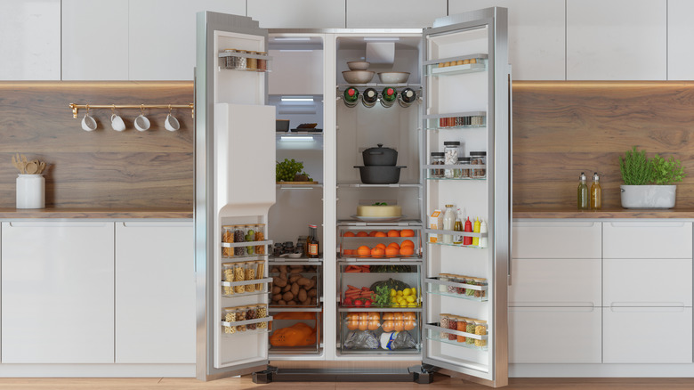 an open, organized refrigerator