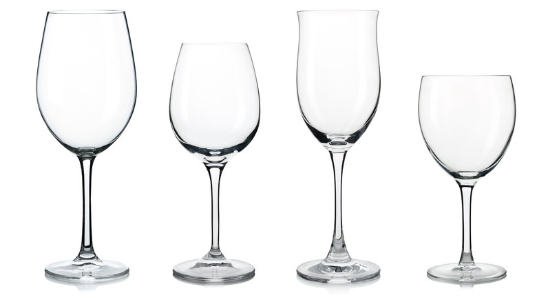 Assorted empty wine glasses