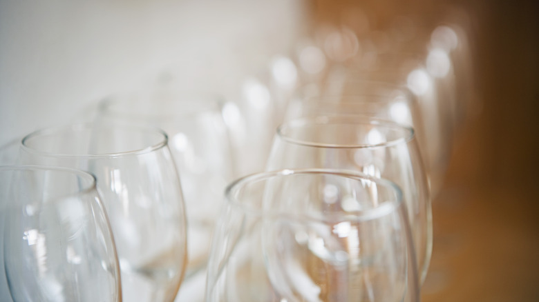 empty wine glasses close up 