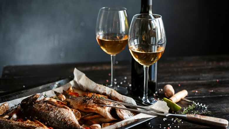 white wine and fish
