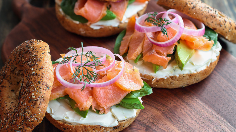 Bagels with lox and cream cheese