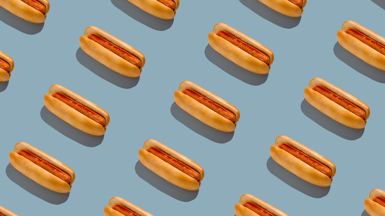 rows of hot dogs