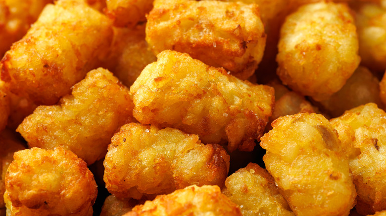 Close up of crispy tater tots