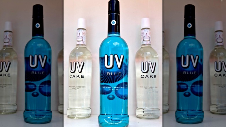 bottles of different types of uv vodka