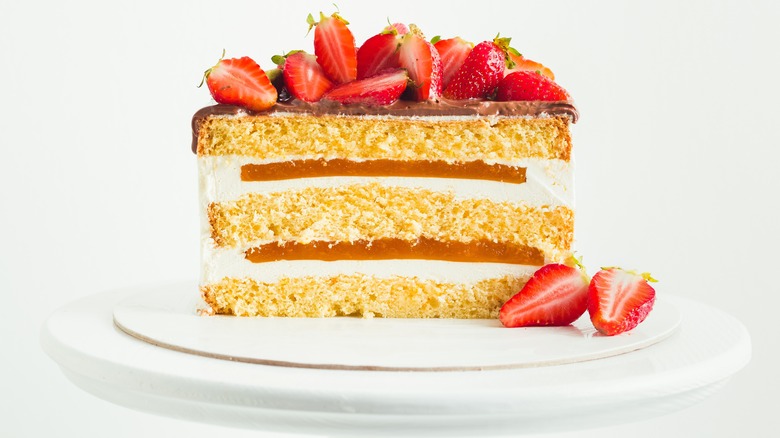 yellow cake with strawberries