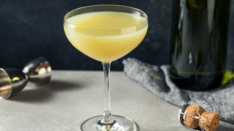 absinthe cocktail in a cocktail coupe