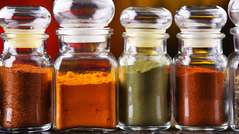 Spices in glass jars