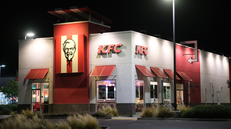 A KFC restaurant at night