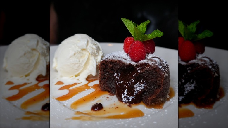 Hot chocolate cake with fudge spilling out