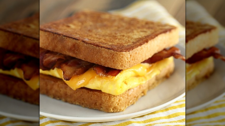 Sonic Drive-In bacon breakfast toaster on a white plate